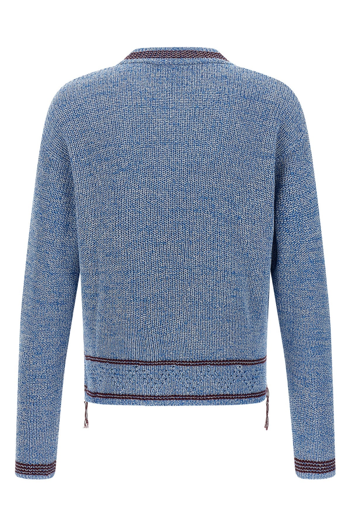 two-tone ribbed cotton mouliné yarn sweater