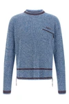 two-tone ribbed cotton mouliné yarn sweater