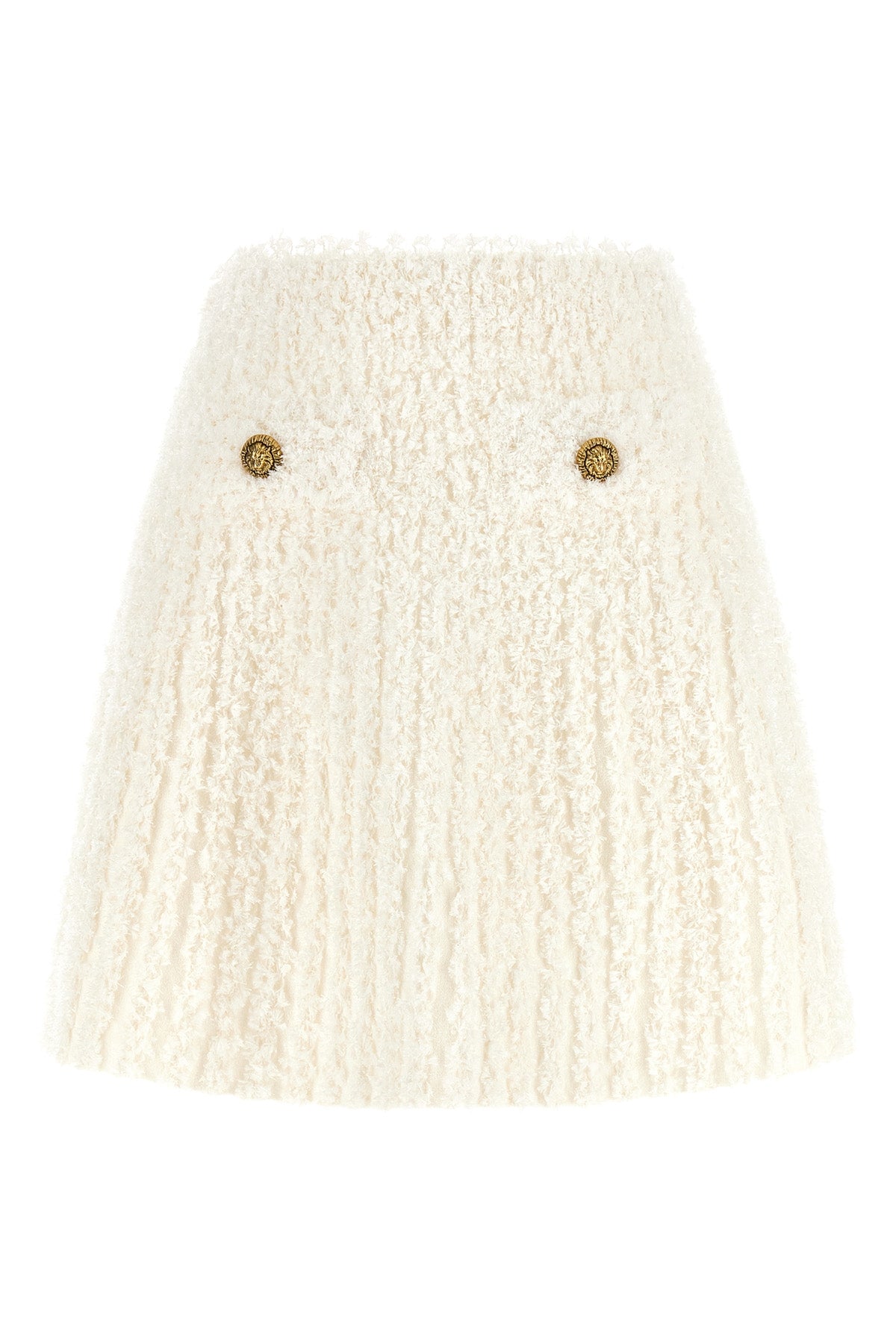 BALMAIN 36 plumetis tweed mini skirt