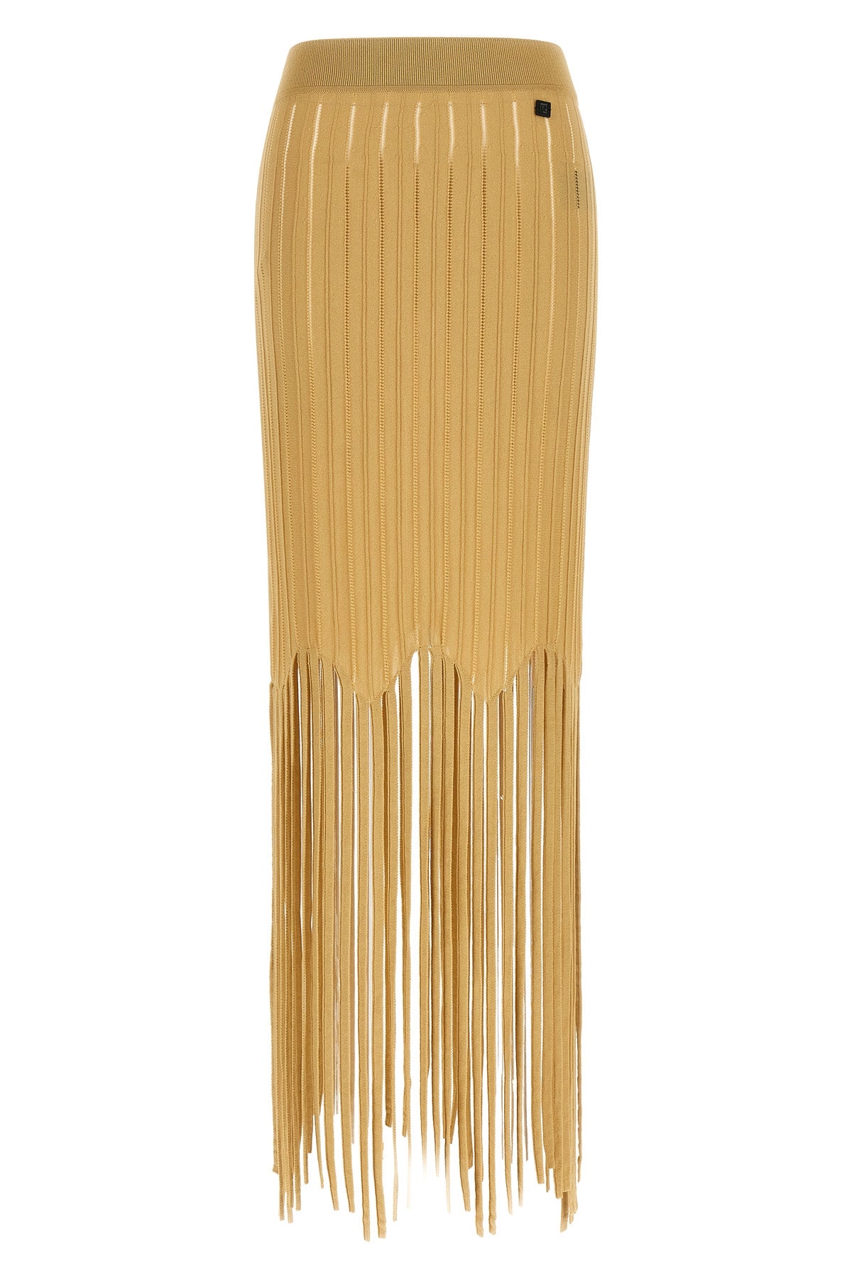 BALMAIN 34 midi skirt in stretch knit viscose cane