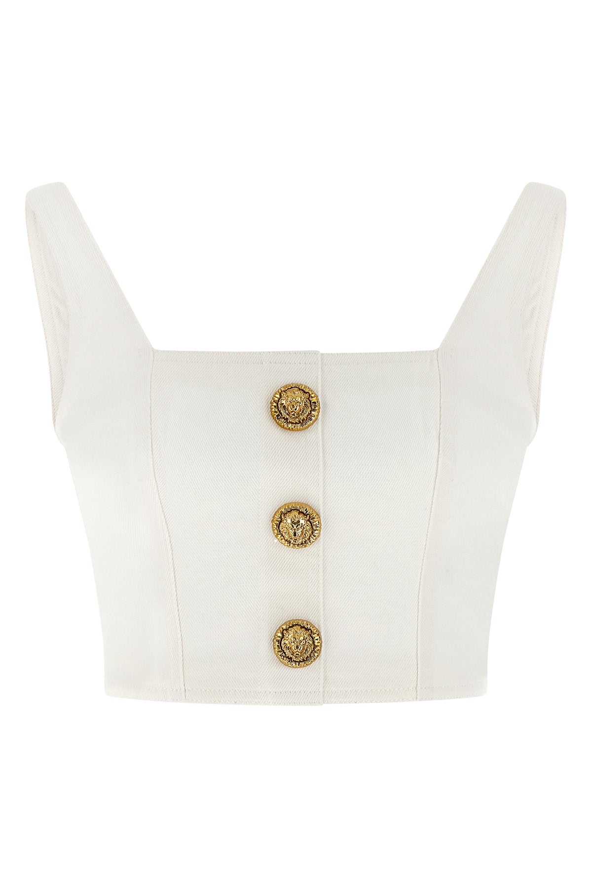 BALMAIN 36 cotton canvas top