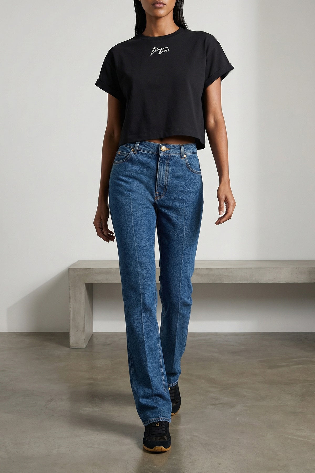 BALMAIN M cropped cotton crewneck t-shirt