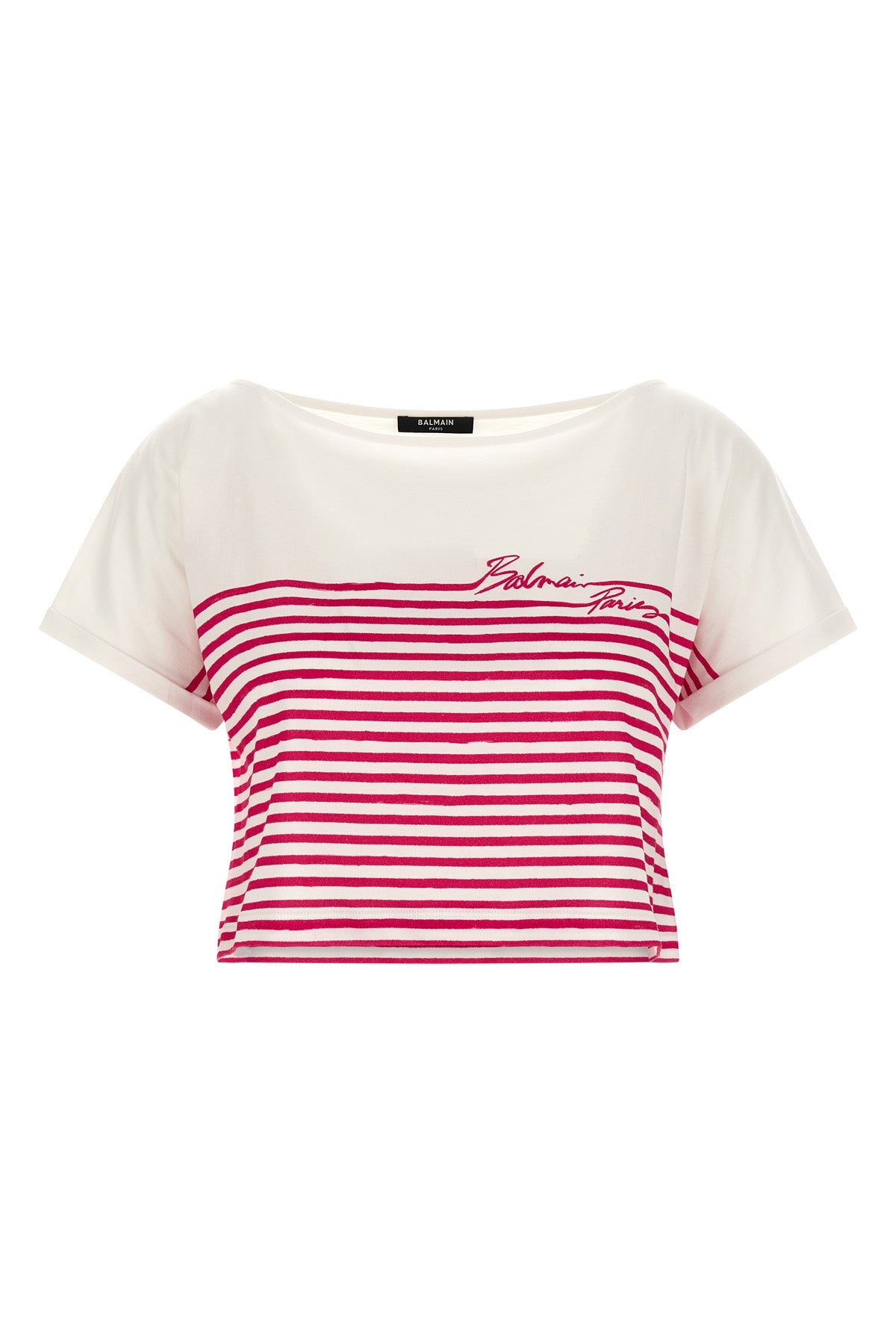 BALMAIN M marinière cropped cotton jersey t-shirt