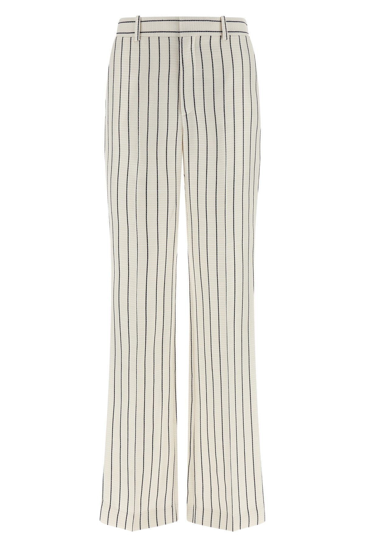 BALMAIN 36 striped viscose and linen blend trousers