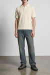 wool and linen knit polo shirt