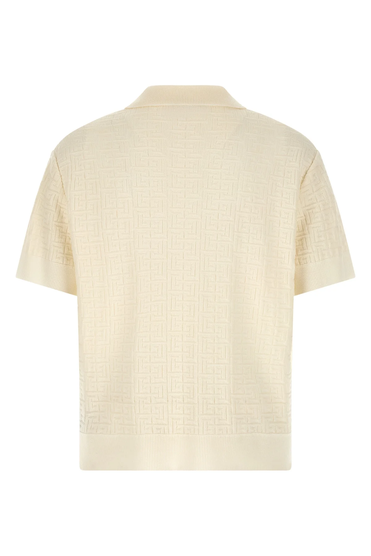 wool and linen knit polo shirt