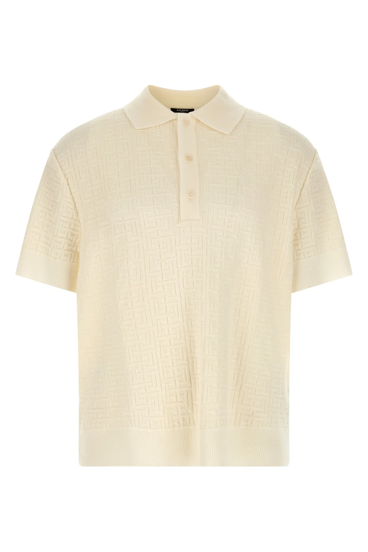 wool and linen knit polo shirt