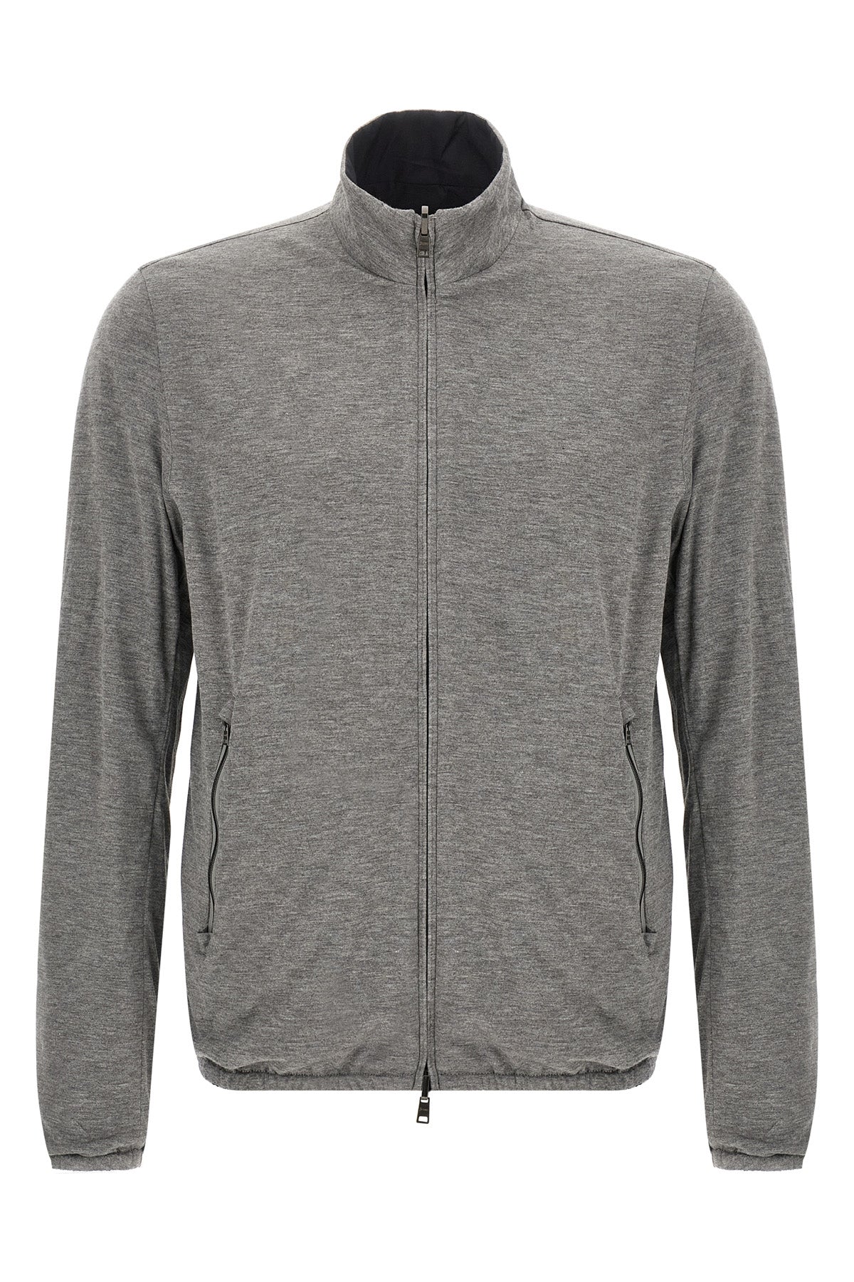 reversible light bomber jacket in technical fabric and viscose mélange