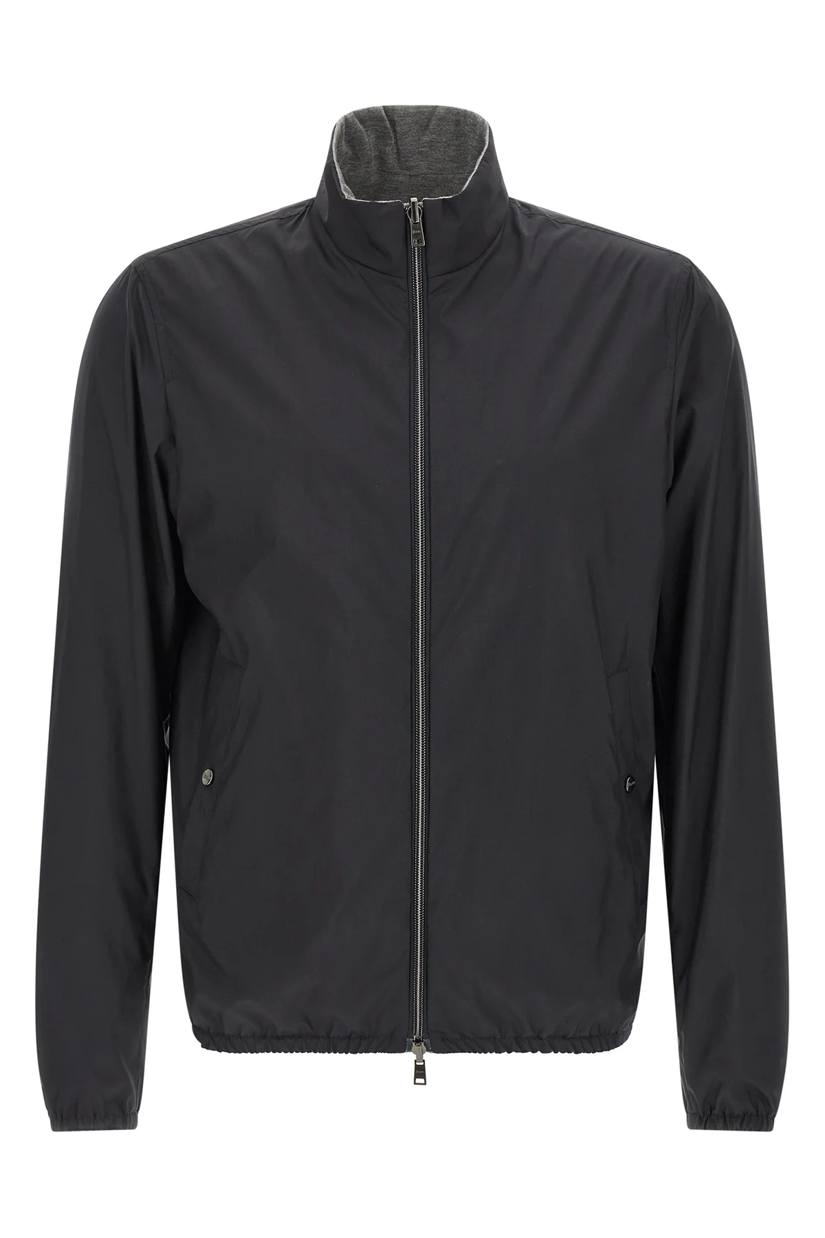 reversible light bomber jacket in technical fabric and viscose mélange