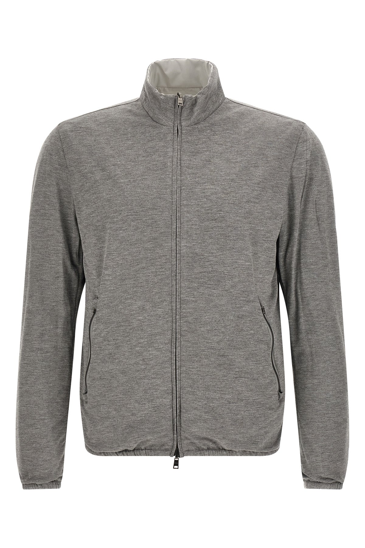 reversible light bomber jacket in technical fabric and viscose mélange