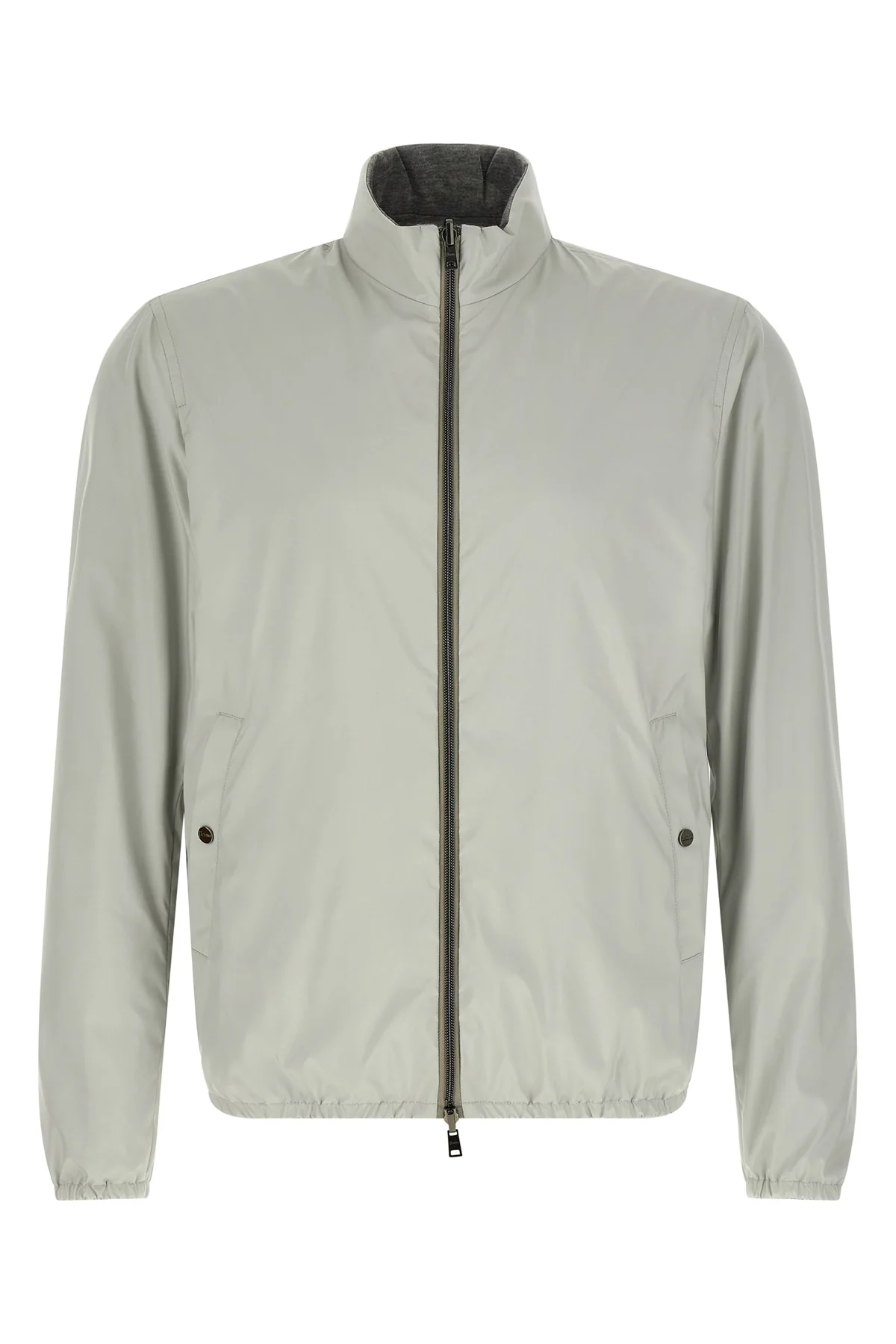 reversible light bomber jacket in technical fabric and viscose mélange