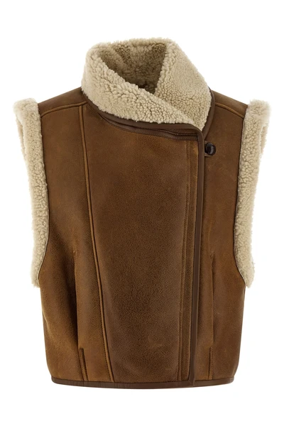 alime sherling leather vest