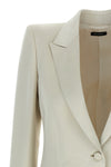 single-breasted blazer in duchesse blend silk and washed cotton