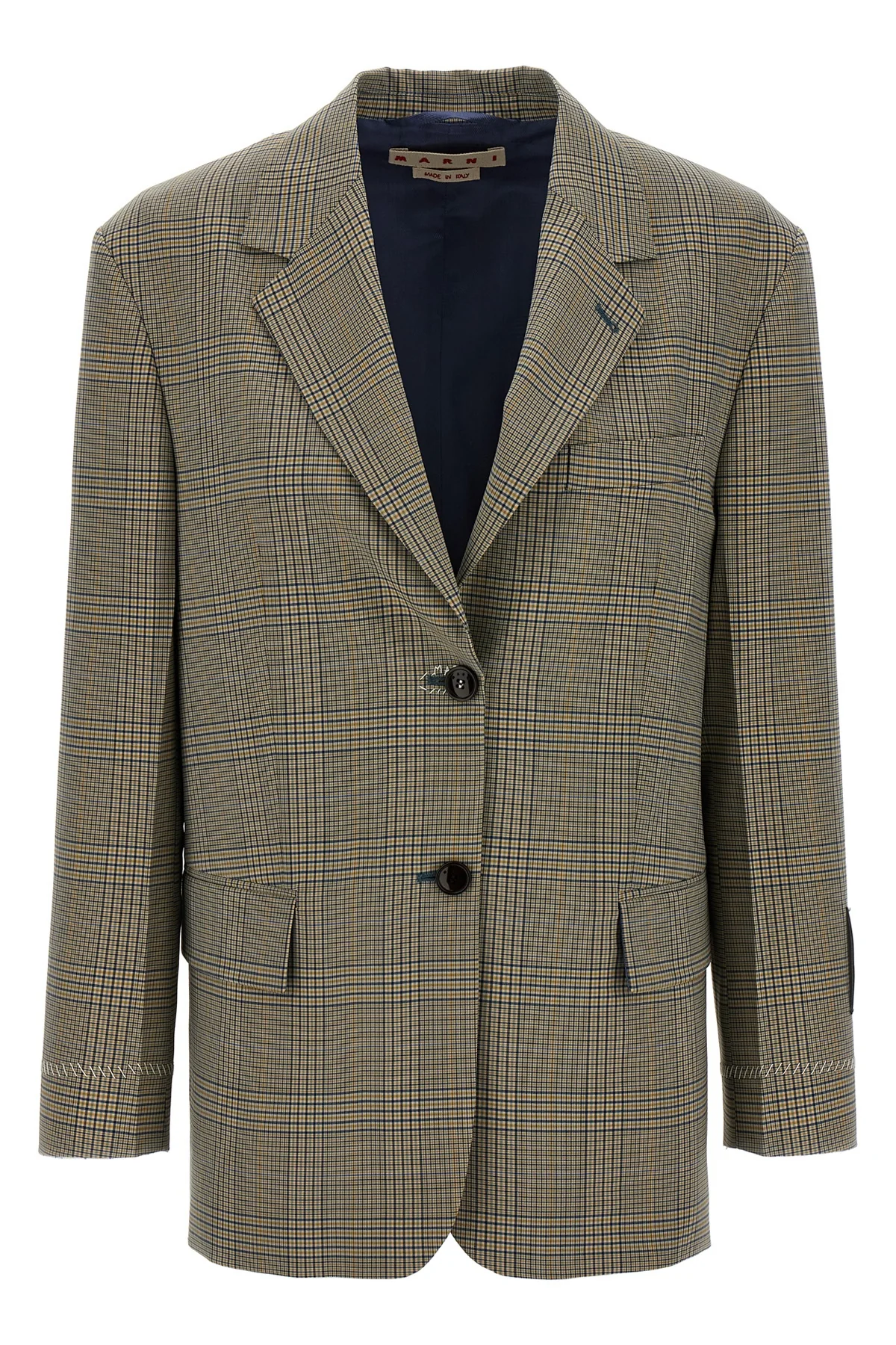 prince of wales light wool single-breasted blazer
