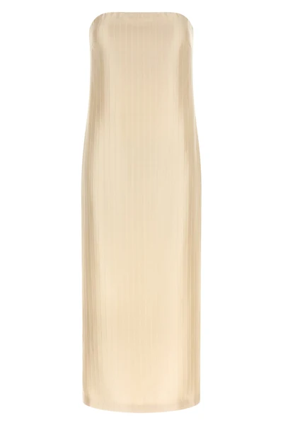 giulia monochromatic striped silk and viscose midi dress