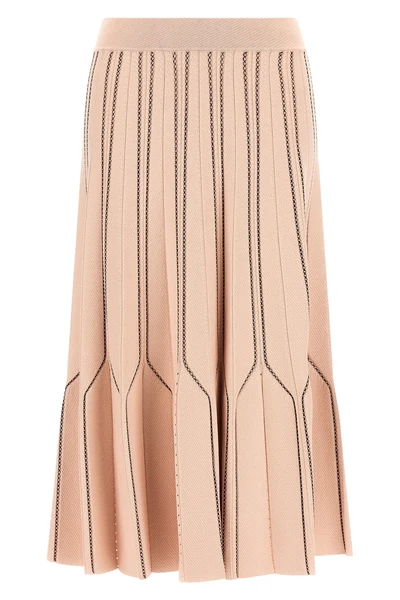 elisabetta franchi midi skirt redefines the silhouette through sophisticated kni