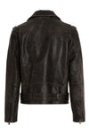 golden vintage effect leather biker jacket