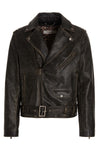 golden vintage effect leather biker jacket
