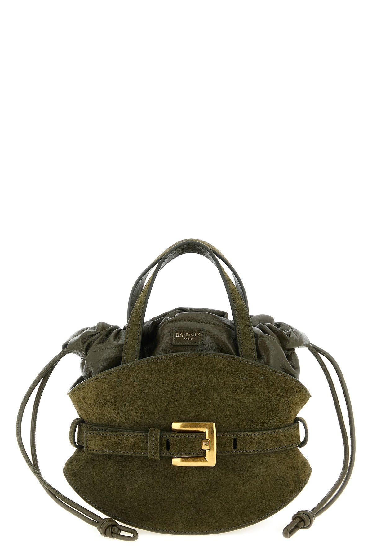 BALMAIN OS shuffle mini suede and leather handbag