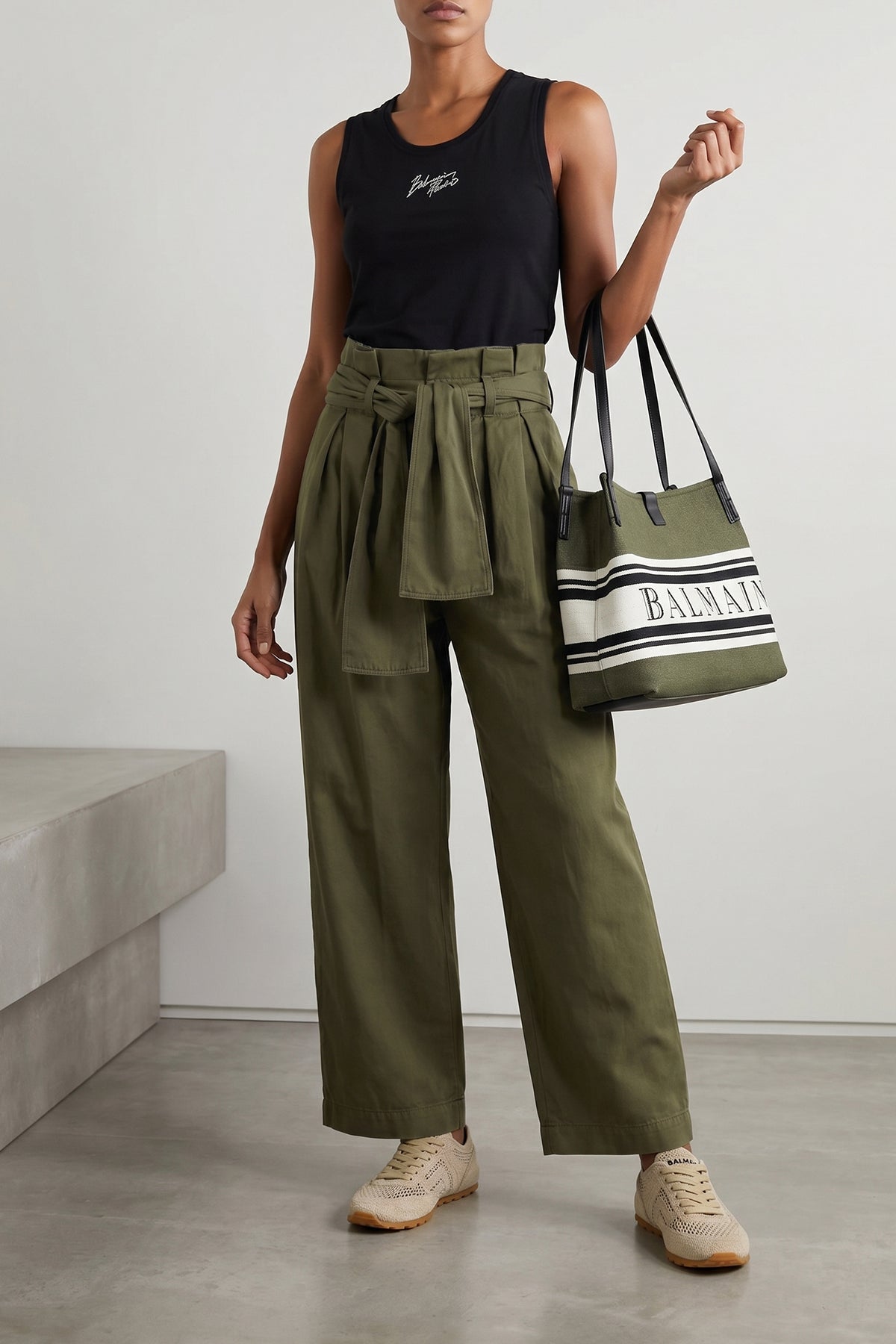 BALMAIN OS medium release canvas shopping bag