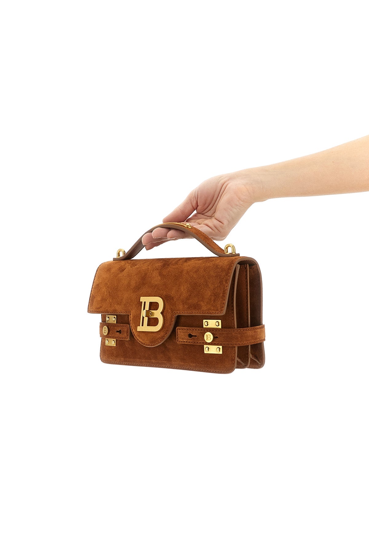 BALMAIN OS b-buzz 24 suede handbag