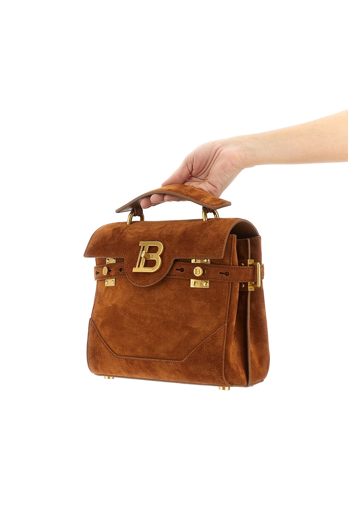BALMAIN OS b-buzz 23 suede handbag