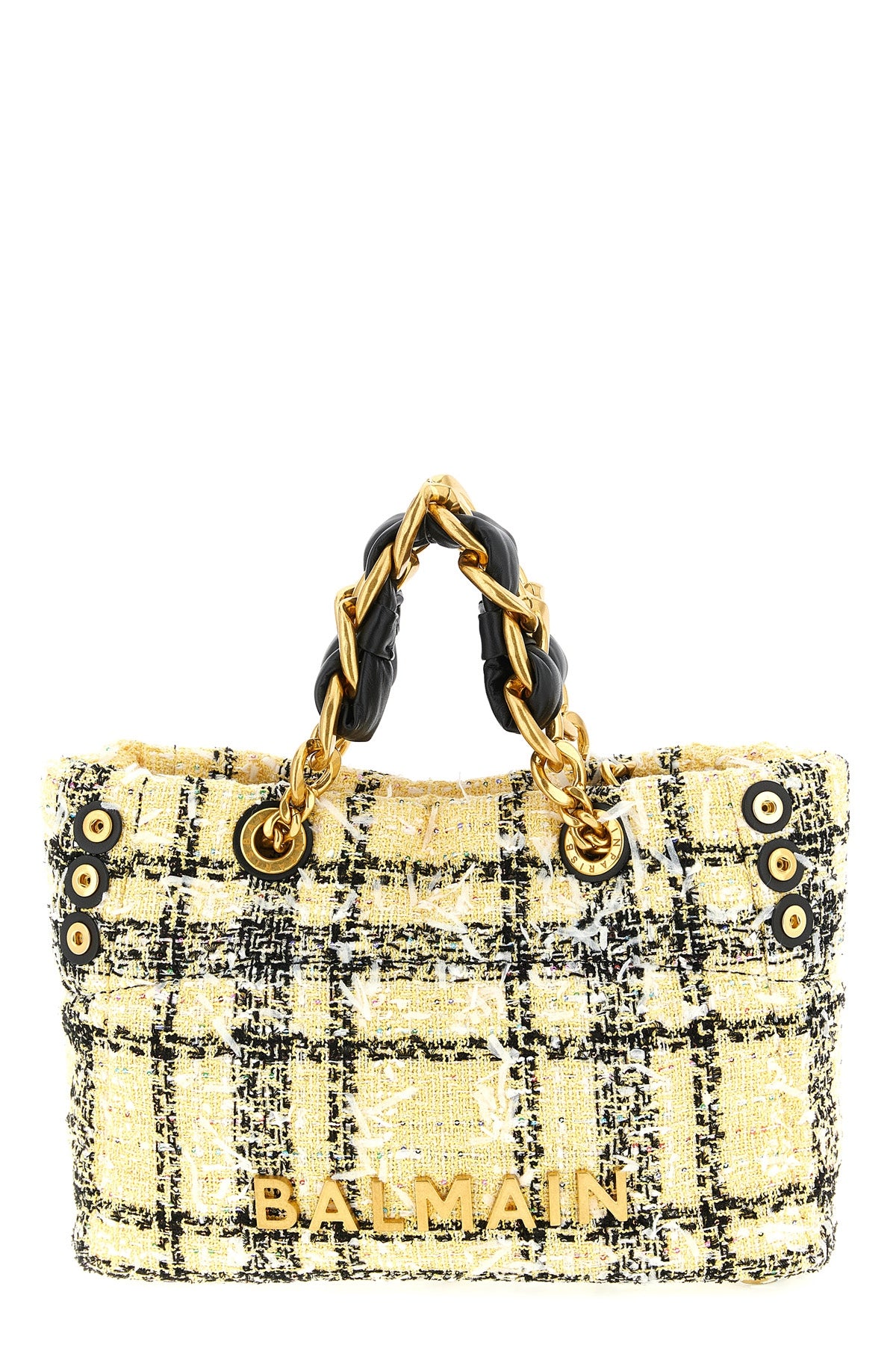 BALMAIN OS soft cabas small shopping bag in tweed
