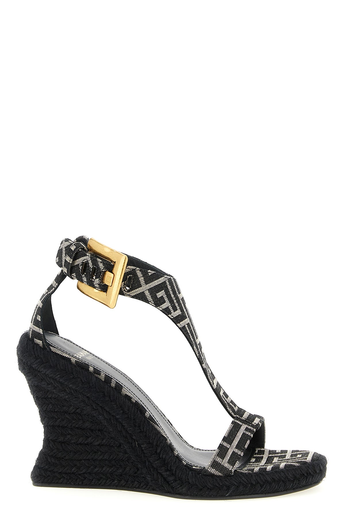 BALMAIN 36 monogram jacquard fabric espadrilles