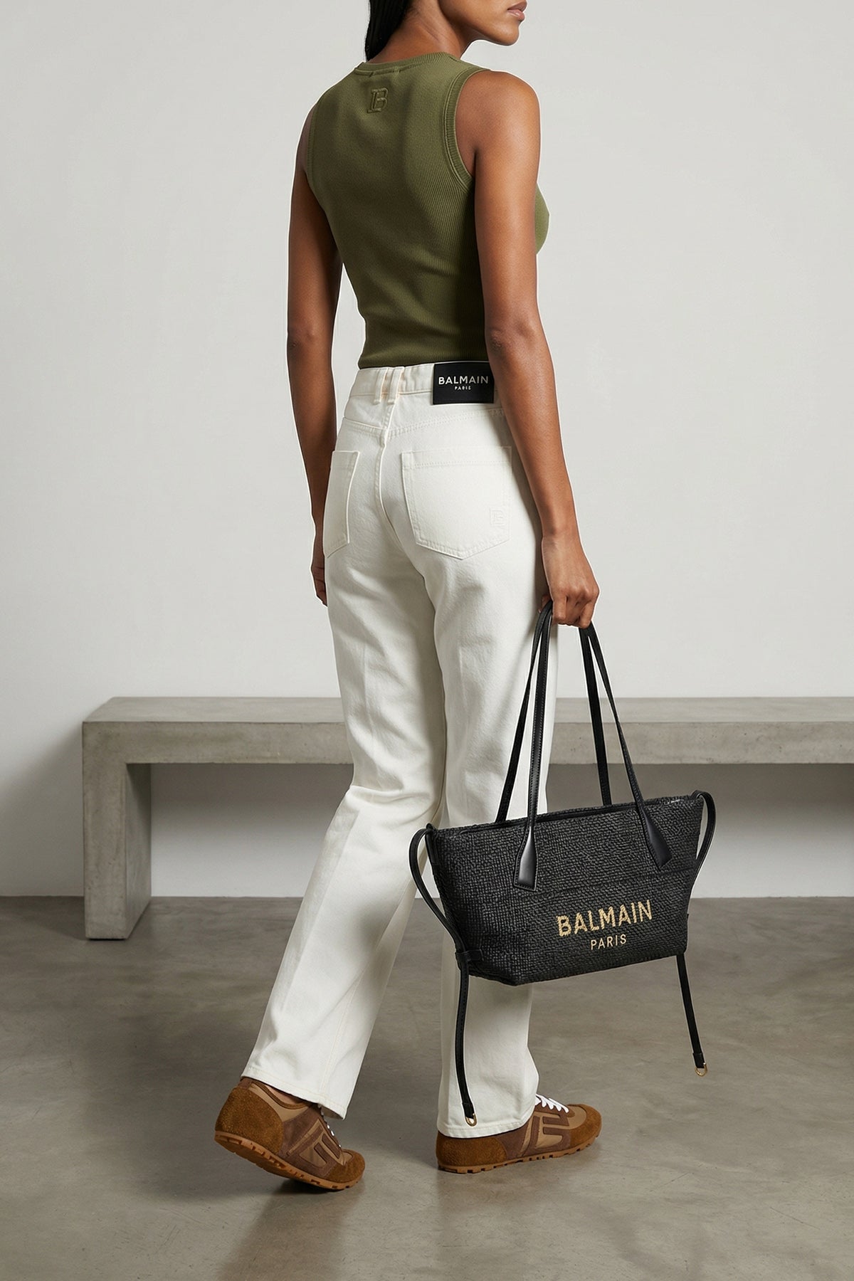 BALMAIN 36 racer 45 sneakers in deer leather and nylon