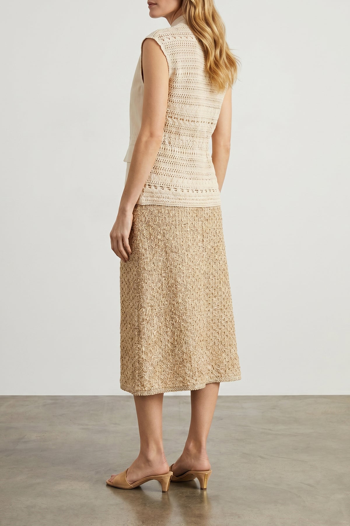 FABIANA FILIPPI 42 sequin denim-effect tweed midi skirt