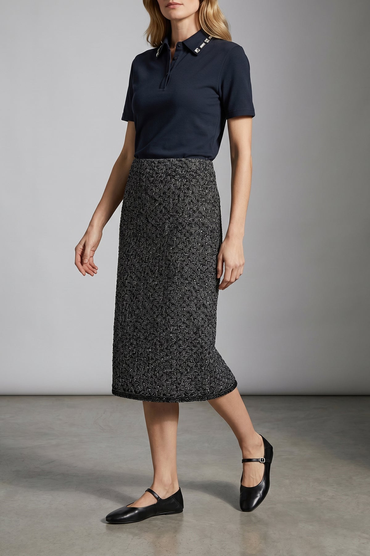 FABIANA FILIPPI 44 midi skirt in tweed denim effect