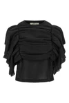 the comme des garçons top stands out for an architectural construction that rede