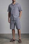 bermuda shorts in striped cotton and silk blend poplin shorts