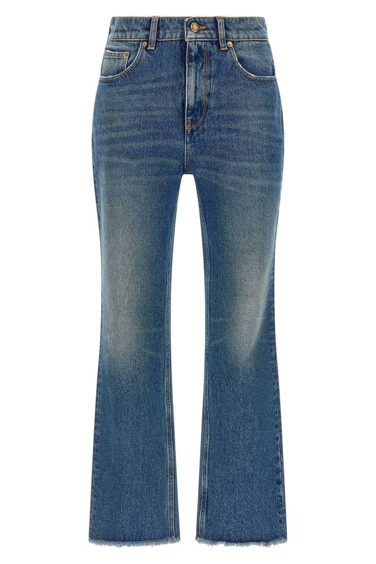 deryn used-effect stone washed cotton denim jeans