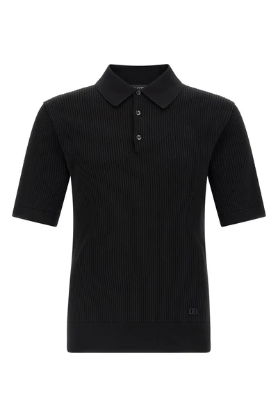 micro-ribbed cotton polo shirt