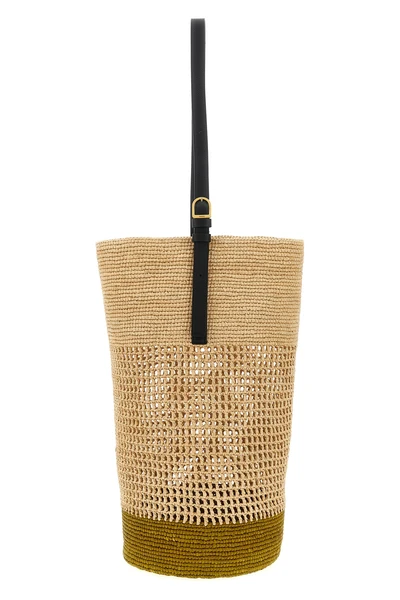 billie large bucket bag in finely woven natural raffia