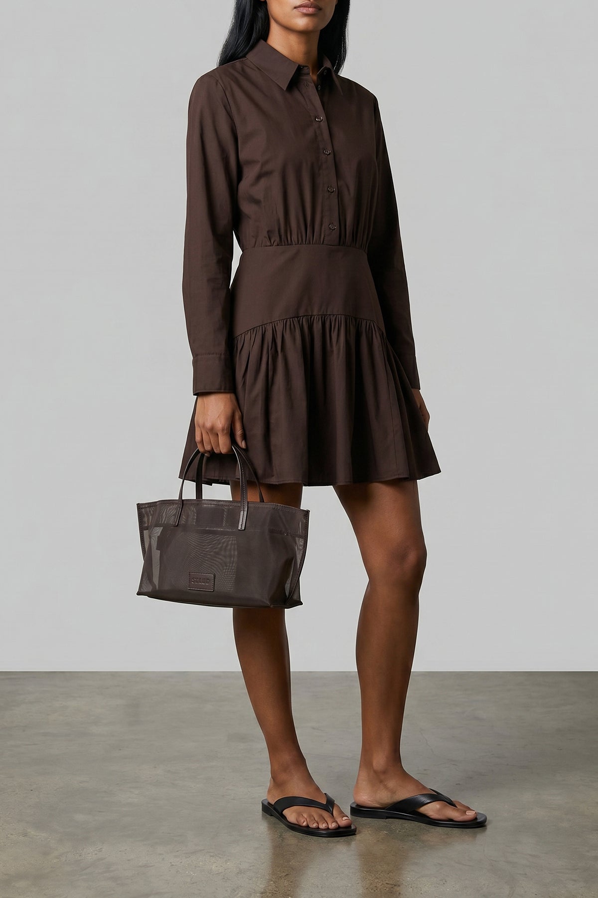 STAUD OS christos mini shopping bag in semi-transparent mesh