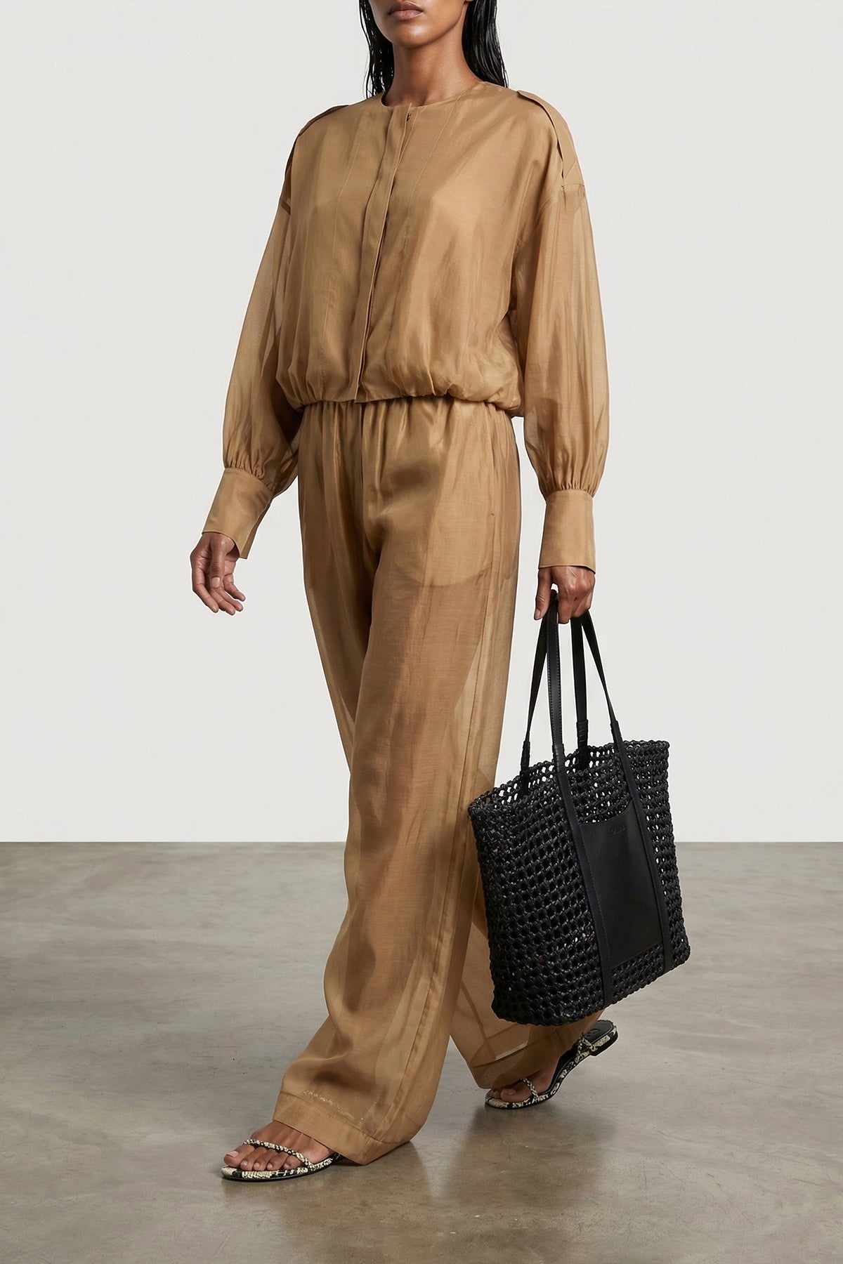 hand-woven leather getaway shopping bag