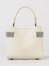 suede handbag with monile detail