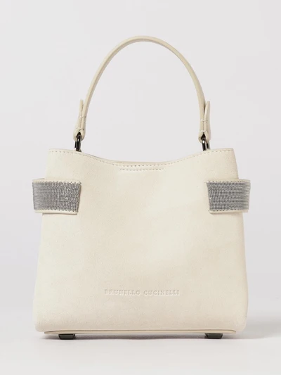 suede handbag with monile detail