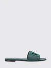 grained leather sliders with rhinestone monogram