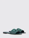 grained leather sliders with rhinestone monogram