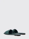 grained leather sliders with rhinestone monogram