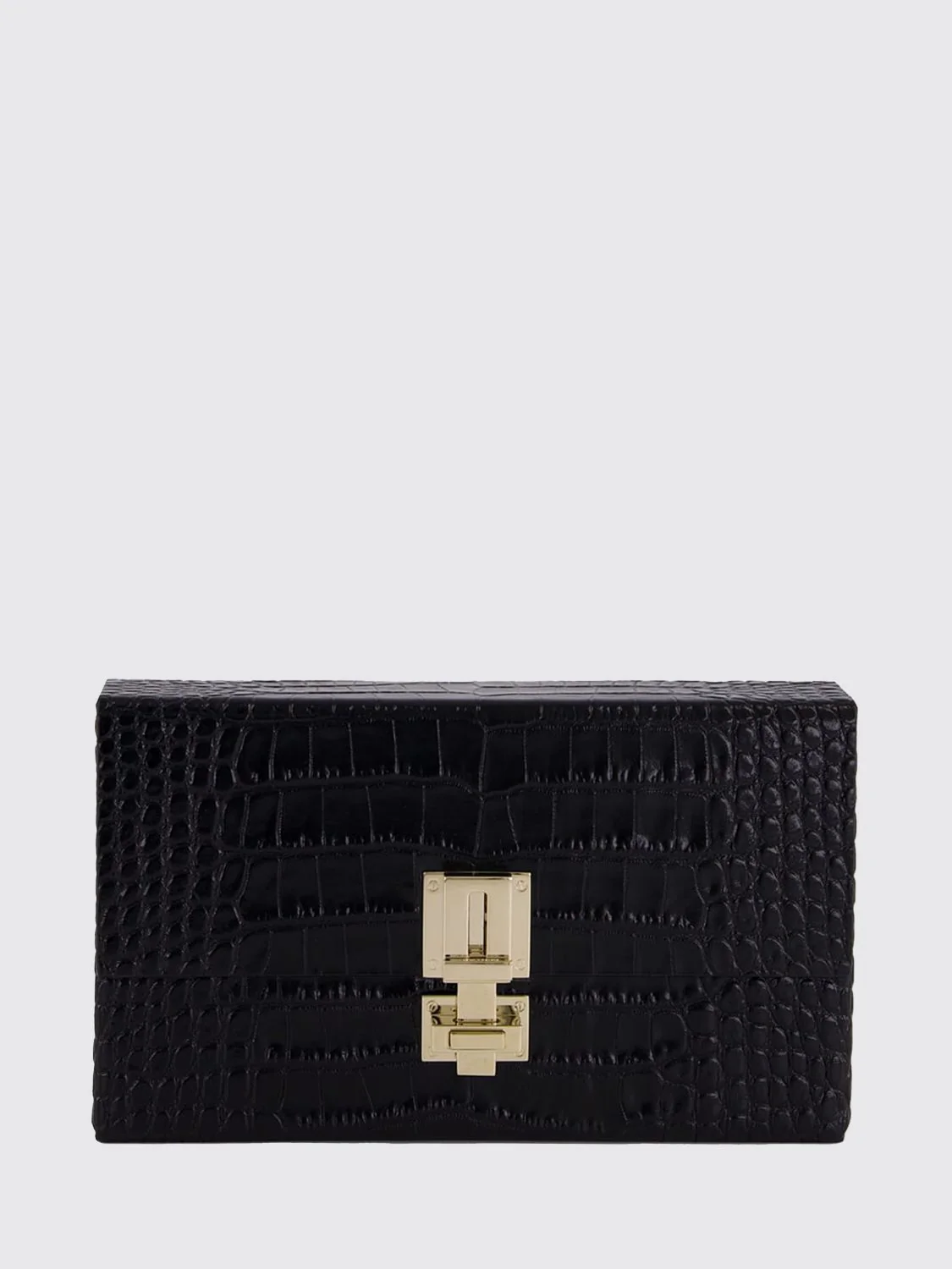 crocodile print leather clutch