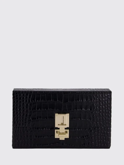 crocodile print leather clutch