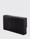 crocodile print leather clutch
