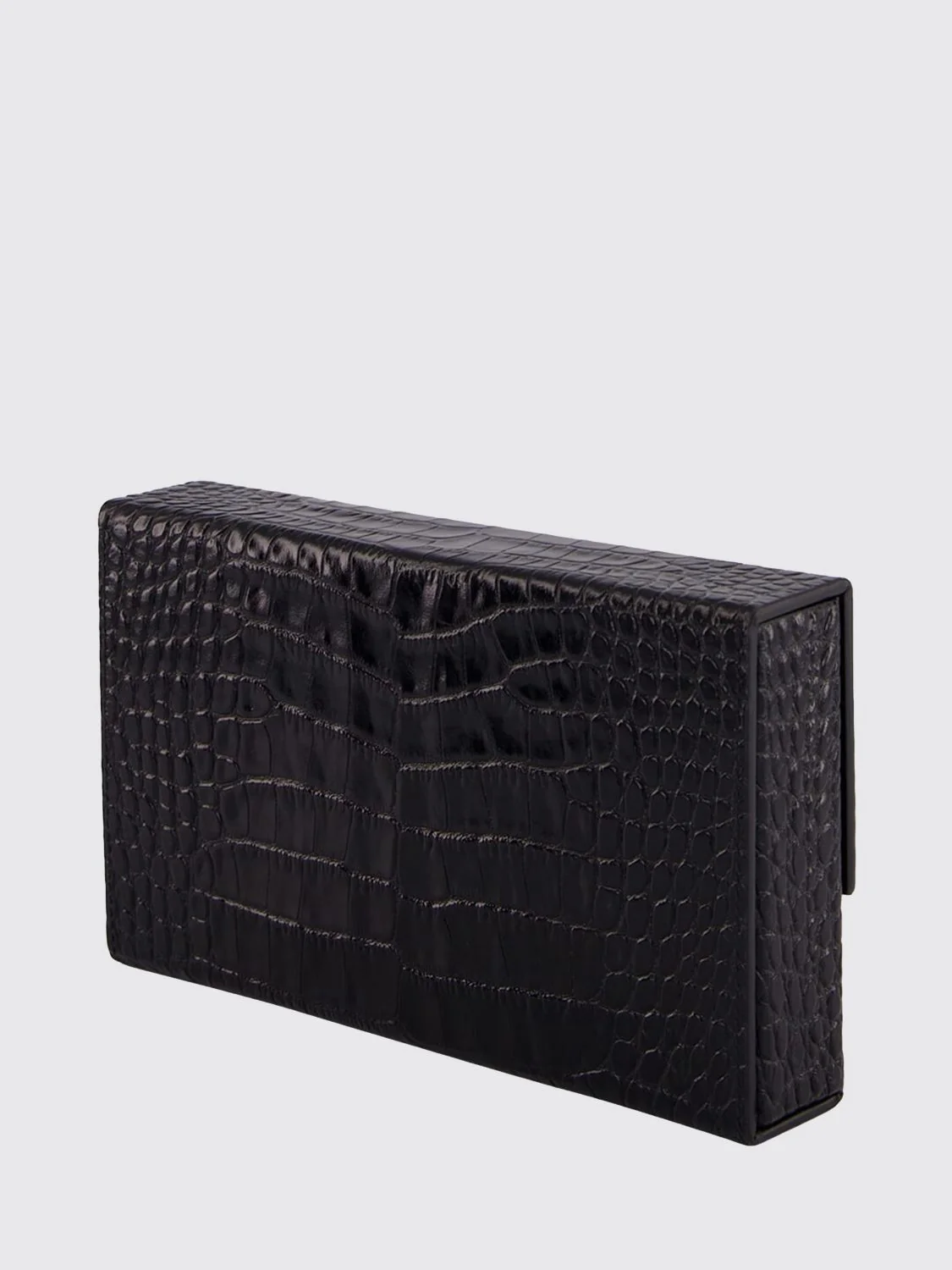 crocodile print leather clutch