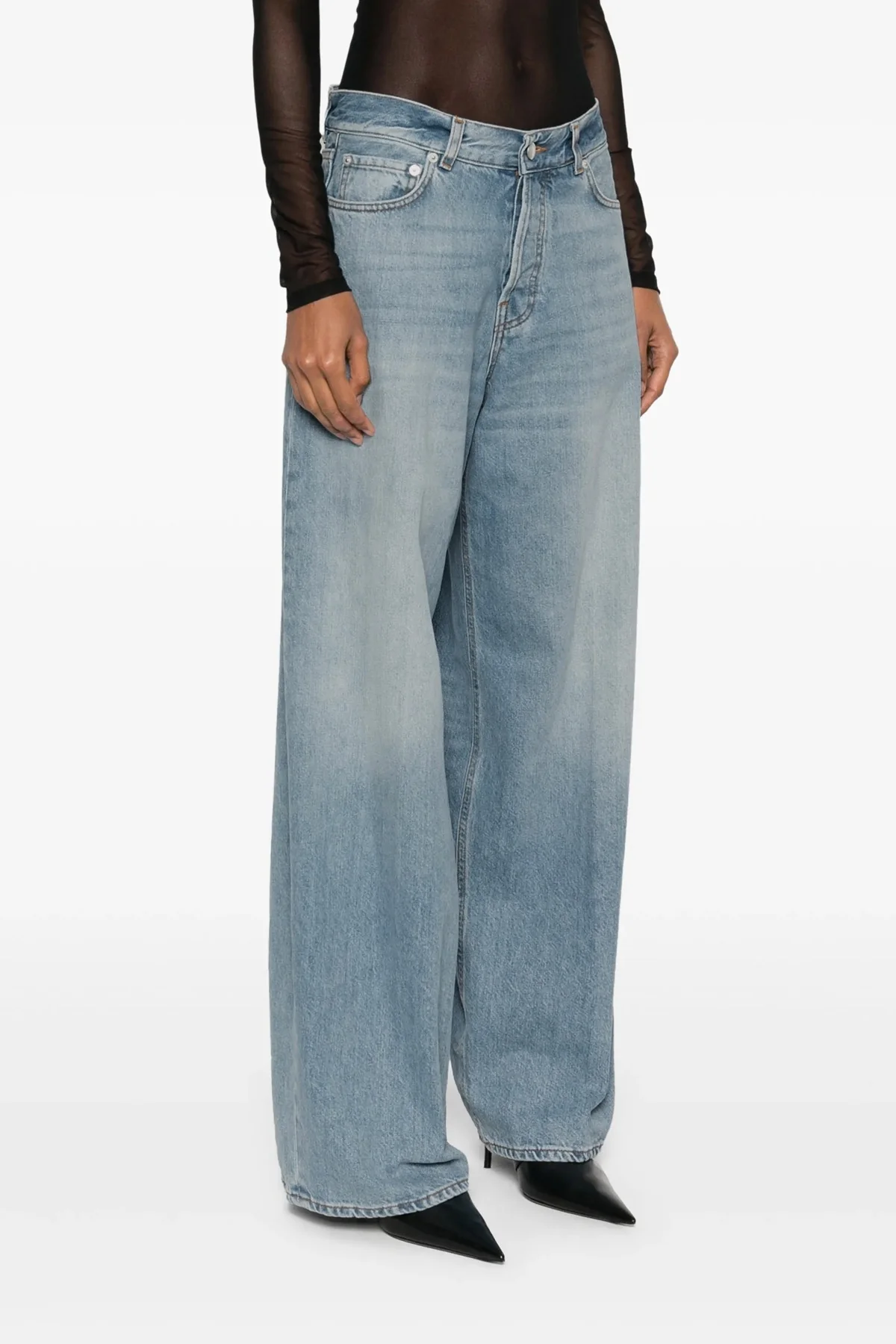 HAIKURE 28 high-waisted bethany jeans in delavé cotton denim