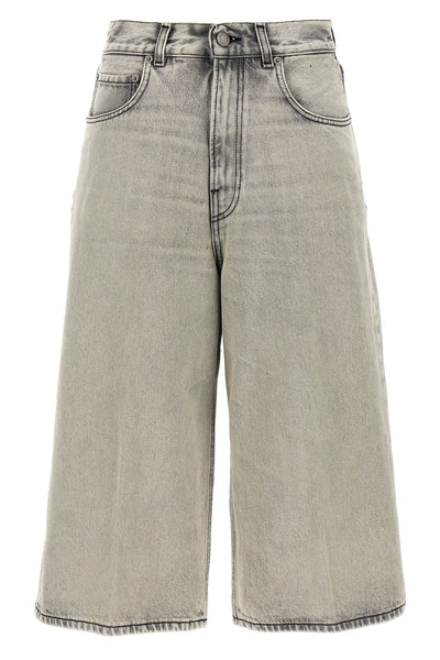 cotton denim belle pearl grey bermuda shorts