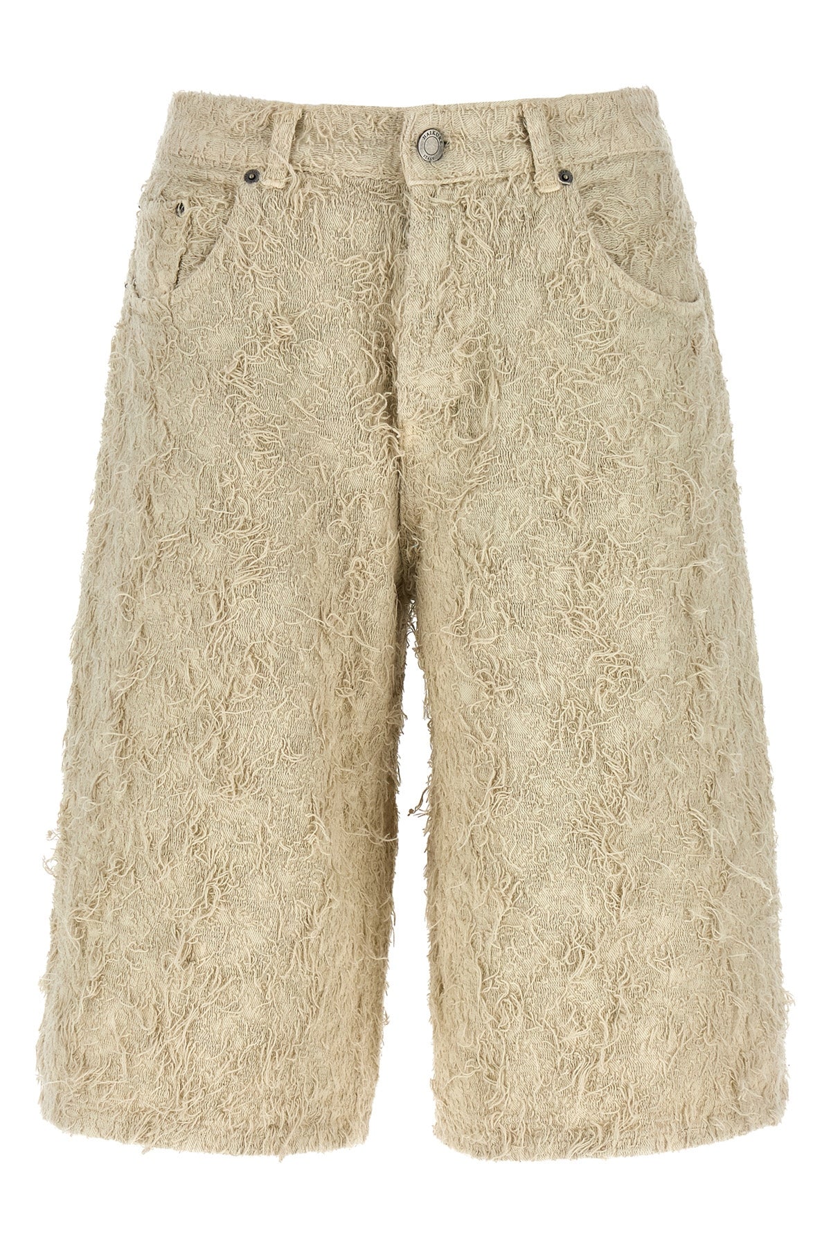 becky fur denim cotton denim bermuda shorts